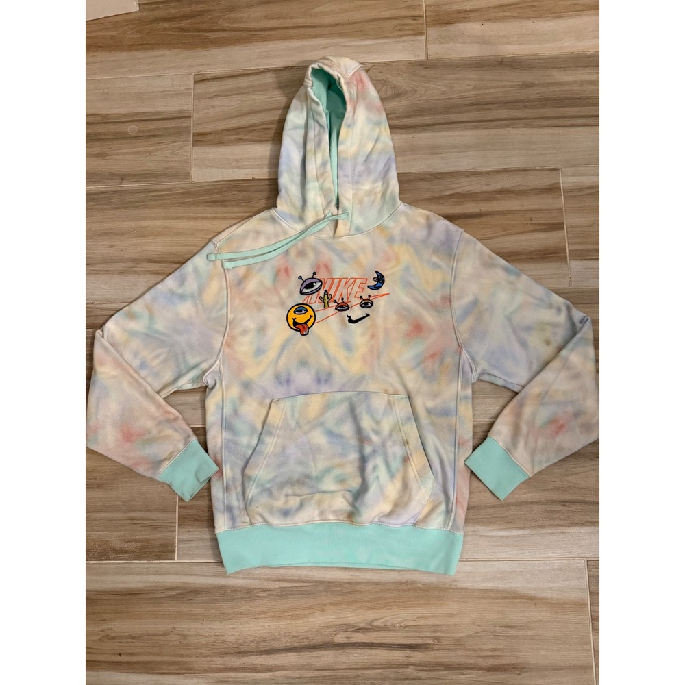 Nike Sportswear Tie Dye Alien‎ Graphic Hoodie Mens Small Multi Color Pullover